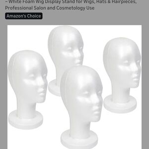Styrofoam Wig Display Head Stand - White (4 Pack)